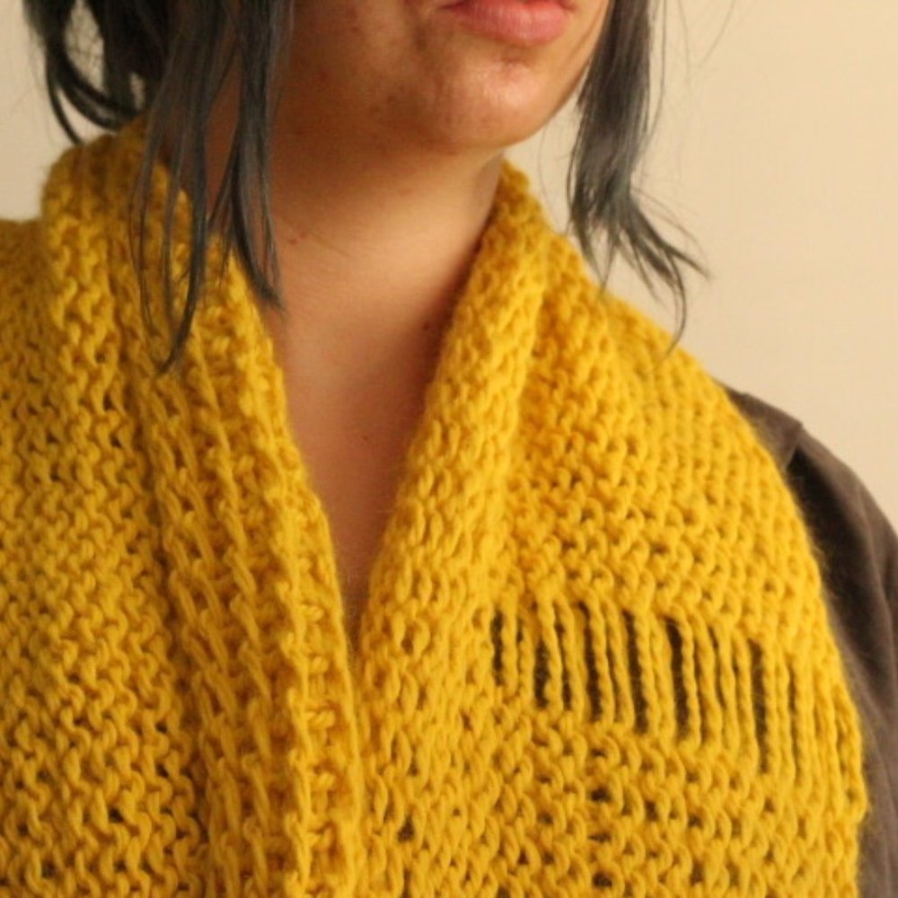Hand-knit Yellow Infinity Scarf